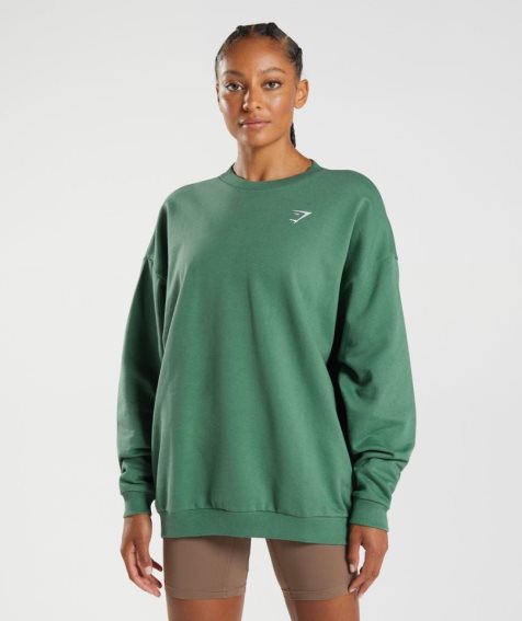 Women's Gymshark Training Oversized Sweatshirts Green | CA 3017D5